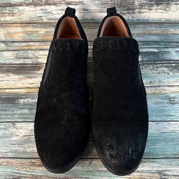 Montana Chelsea Booties Womens 10M Black Suede Slip On Low Block Heel Ankle - Picture 4 of 12